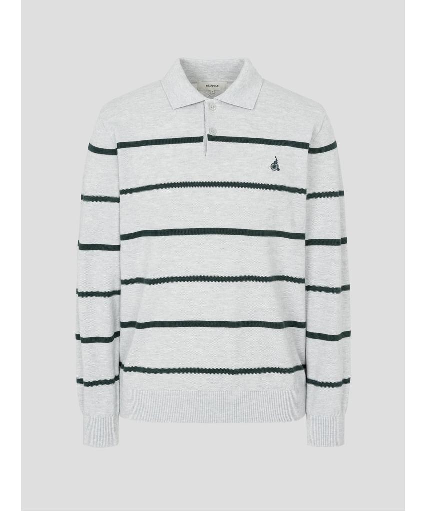 Binpolmen Striped Collared Knit Gray