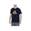 Adidas Gold Logo Printed Round Neck Sports Short Sleeve T-Shirt Men T-Shirt Dark-Blue HE4790