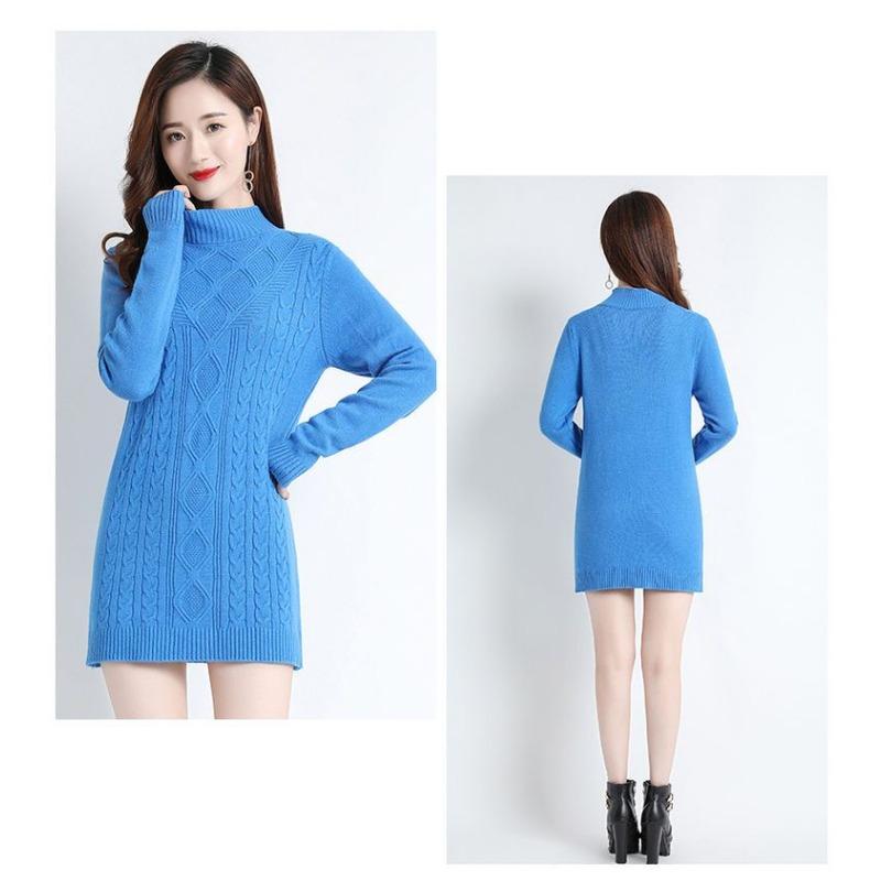 Autumn Winter Mid-length Sweater Long Bottoming Shirt New Mother Middle-aged Elderly Hip-covering