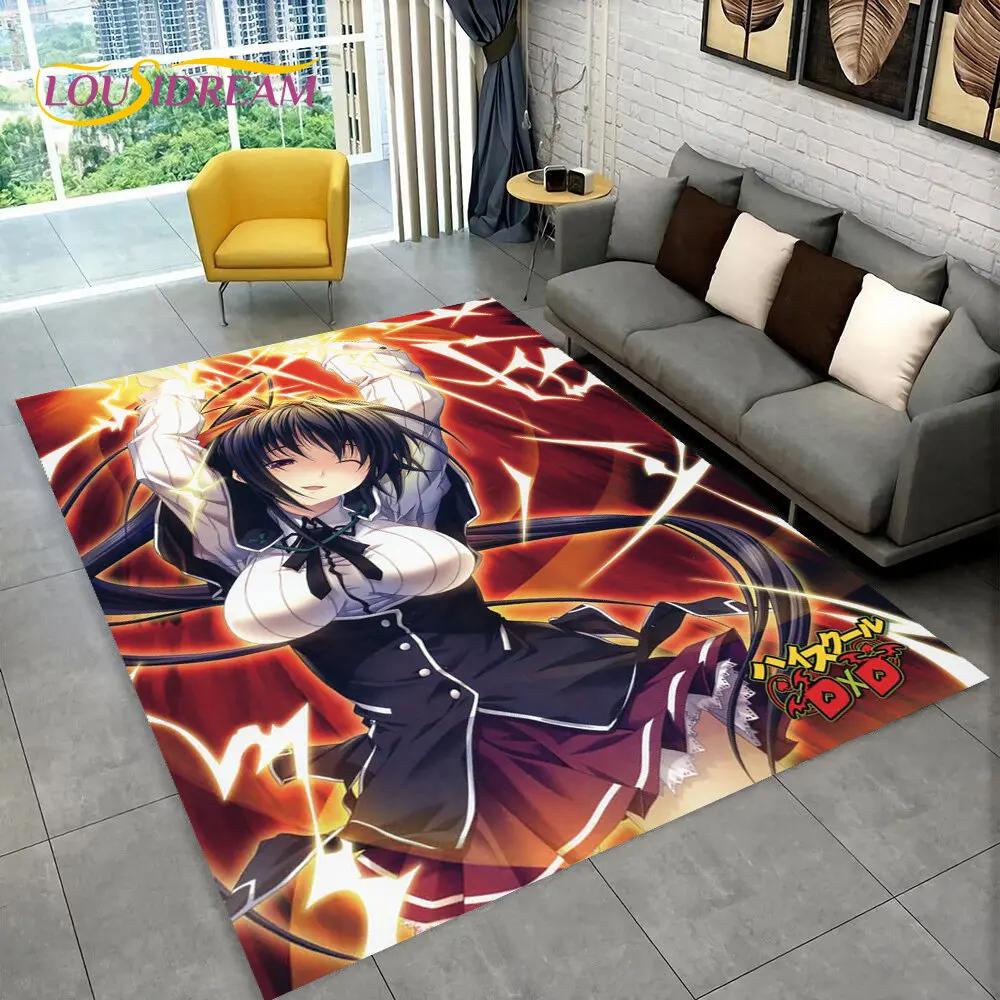 Alfombra Sexy Anime High School D×D, Alfombra para el Hogar Sala de Estar Dormitorio Sofá Felpudo Decoración, Alfombra de Juego Antideslizante 3D para Niños