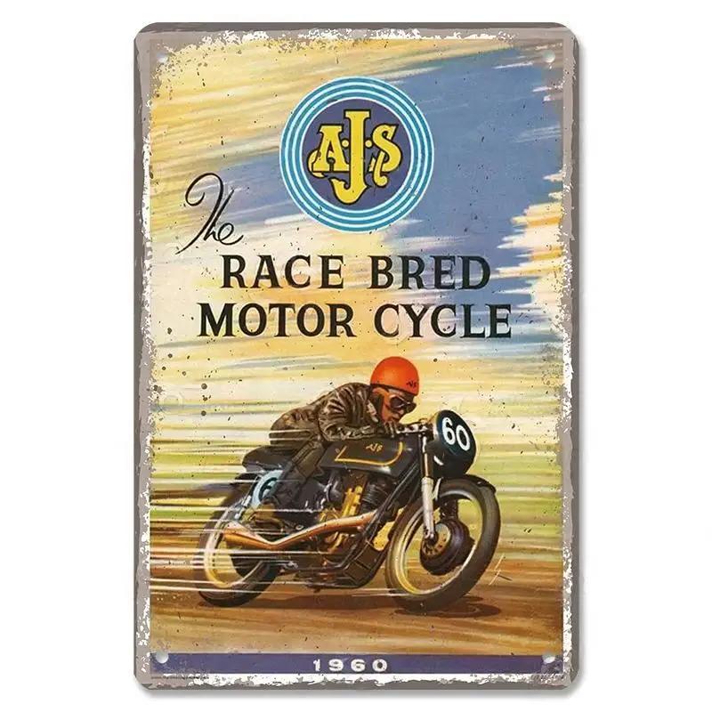 Vintage Metal Sign Motorcycle Poster Decor TT Racing Metal Tin Plate Living Room Wall Garage People's Cave Restaurant Art Decor