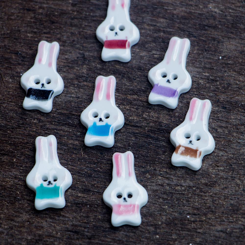 UK Handmade High-End Cute Rabbit Ceramic Buttons for DIY Windbreaker