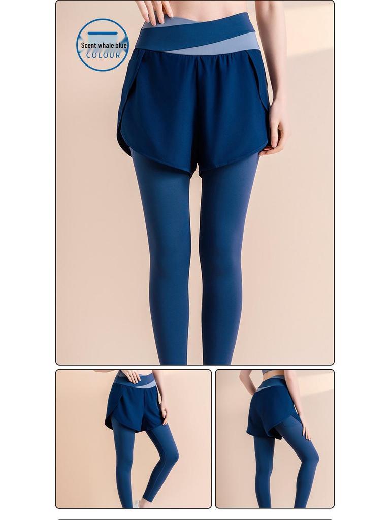 Nodin High-Waisted Colorblock Yoga Pants - Quick-Drying, Anti-Exposure, Elastic Tummy Control Fitness Leggings