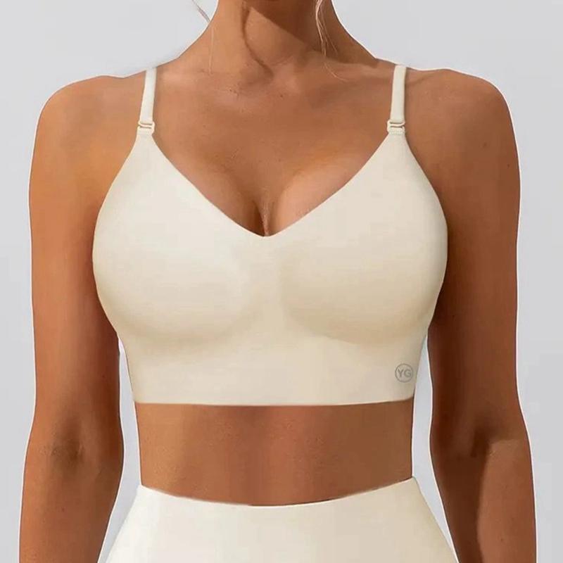 Women Solid Color Adjustable Strap Bra Fitness Support Bra