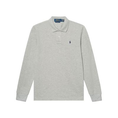 T-shirt Polo Enfant Couleur Unie Broderie Logo Pull Manches Longues Droites Hauts pour Enfant Gris 323703634-014