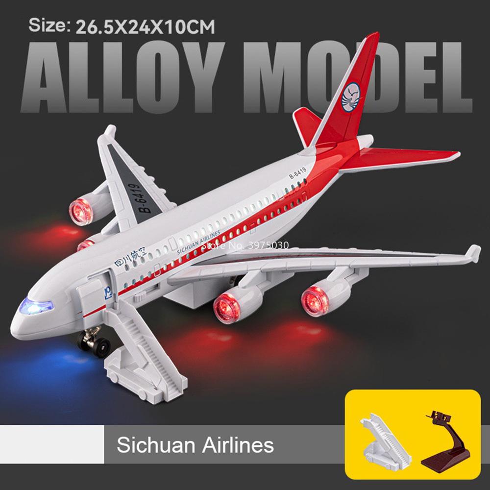 1:32 Alloy Large Airliner Miniature Models Toys Light Music Foldable Wheel A380 China Eastern Sichuan Airlines Child Adult Gifts
