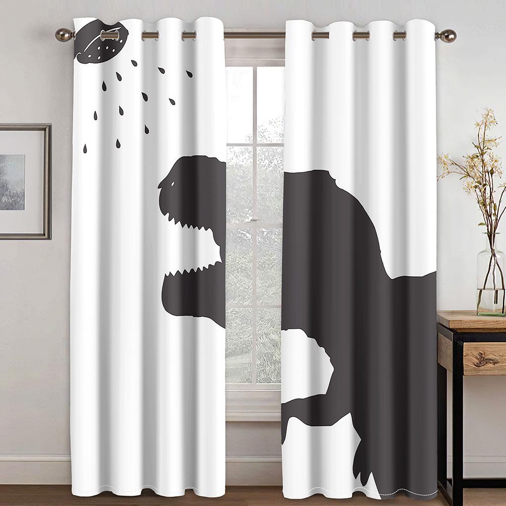 Cartoon Children's Room Curtains Boys and Girls Bedroom Cute Dinosaur Blackout New Finished Curtains Bay Window Balcony