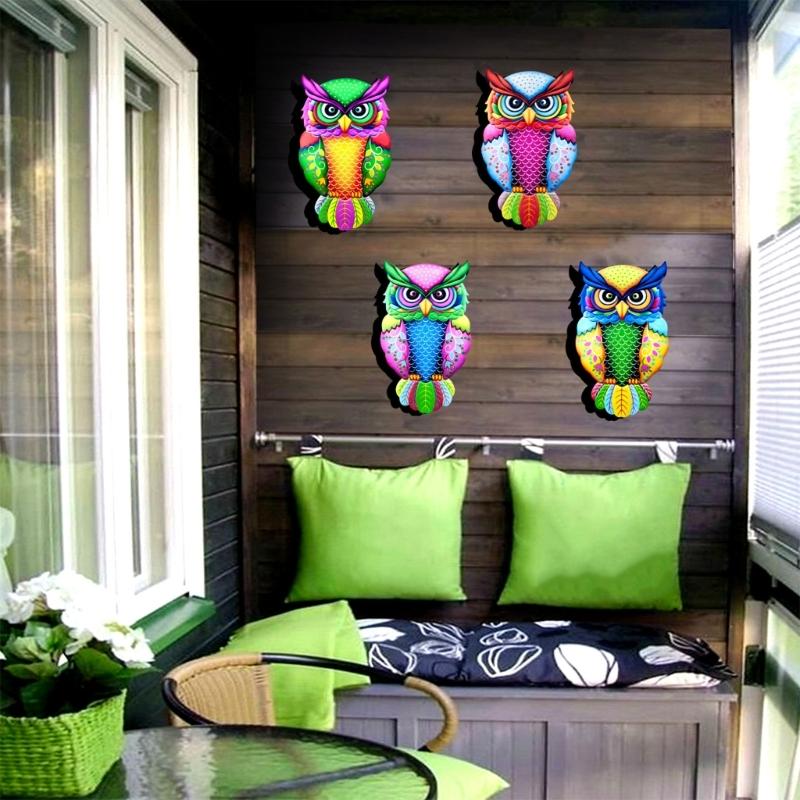Delicate Owl Wall Statue Figurine Wall Figurine Wall Decorative Prop Iron Material Owl Wall Statue Owl Wall Figurines