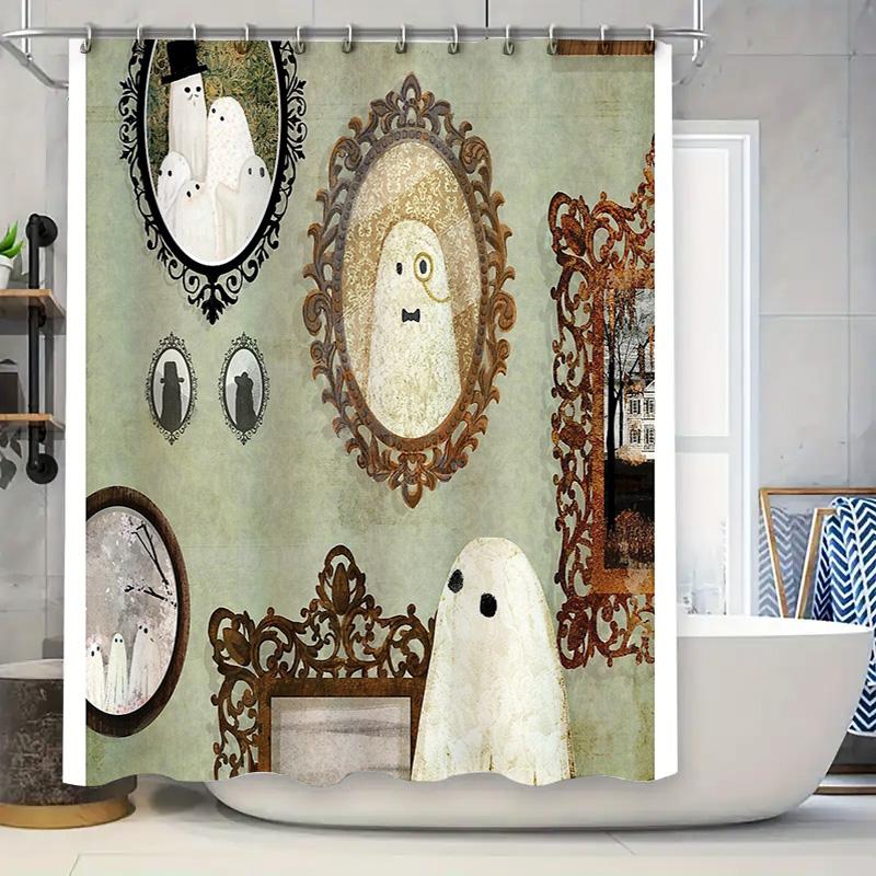 

Vintage Gothic Bat Halloween Shower Curtain Set Spooky Victorian Dark Academia Bathroom Decor Home Accent W60H190(CM)-1 Pcs