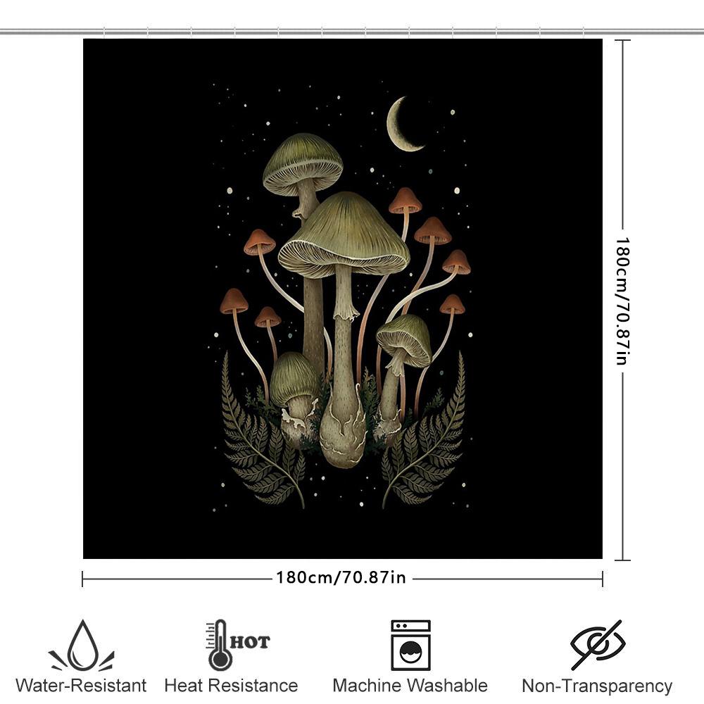 Mushroom Forest Shower Curtain Woodland Nature Decor Cottagecore Bathroom Set Vintage Botanical Shower Liner