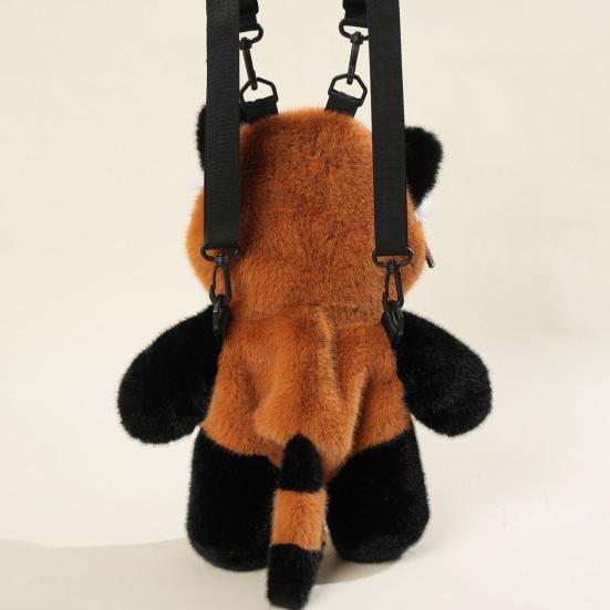 Wearable Plush Animal Backpack Realistic Panda Raccoon Stuffed Toy Soft Zoo Themed Gift for Children