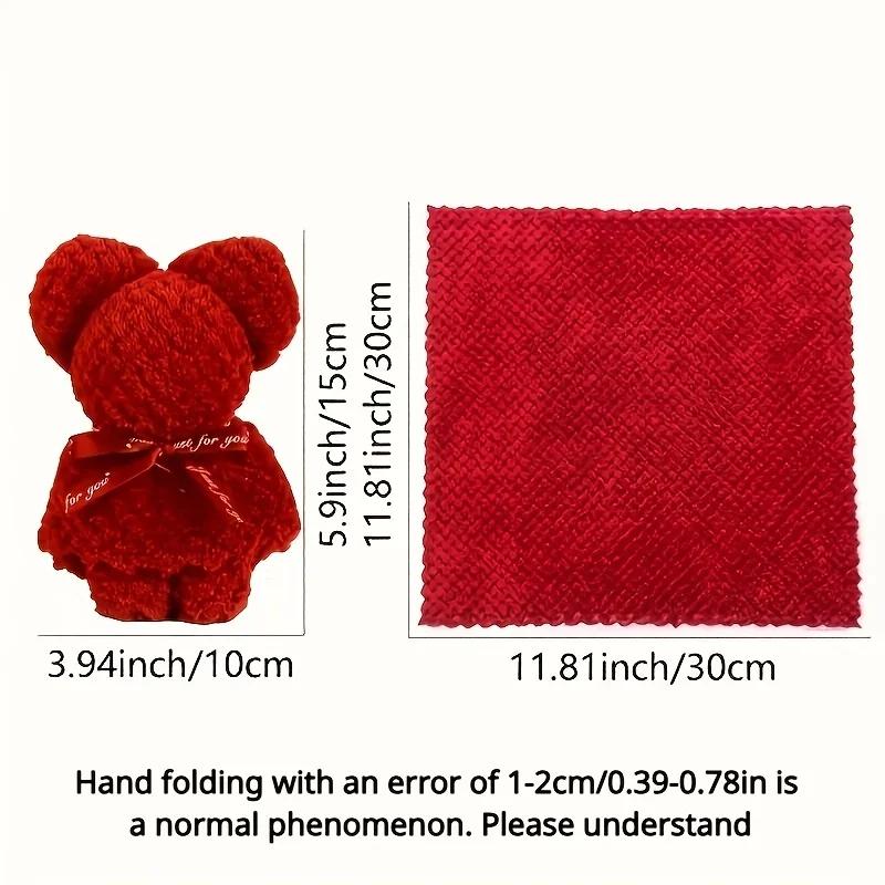 Baby Shower Favors Bear Towel Soft Coral Fleece Hand Towels with Bags for Wedding Graduation Valentine Baby Baptism Supplies