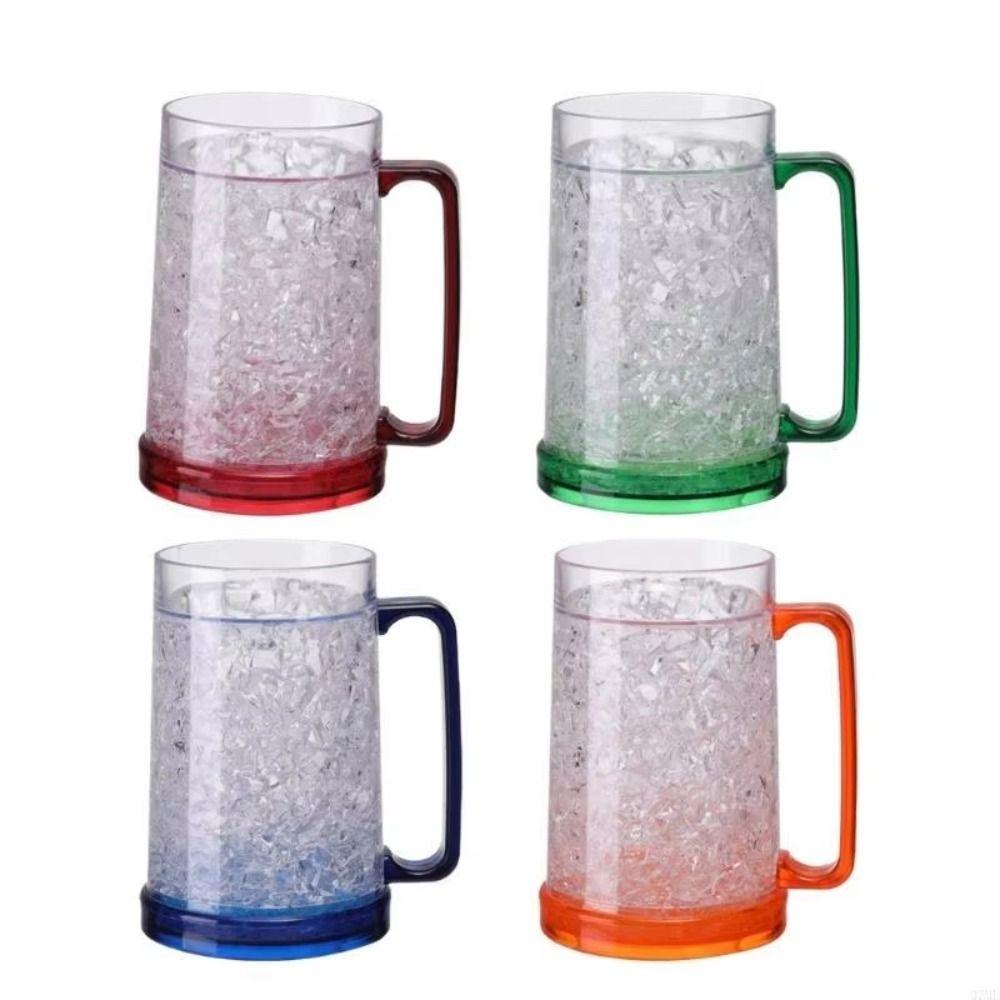Bicchiere da Birra Trasparente Congelabile 450ML Capacità Tazza per Bevande Feste all'Aperto
