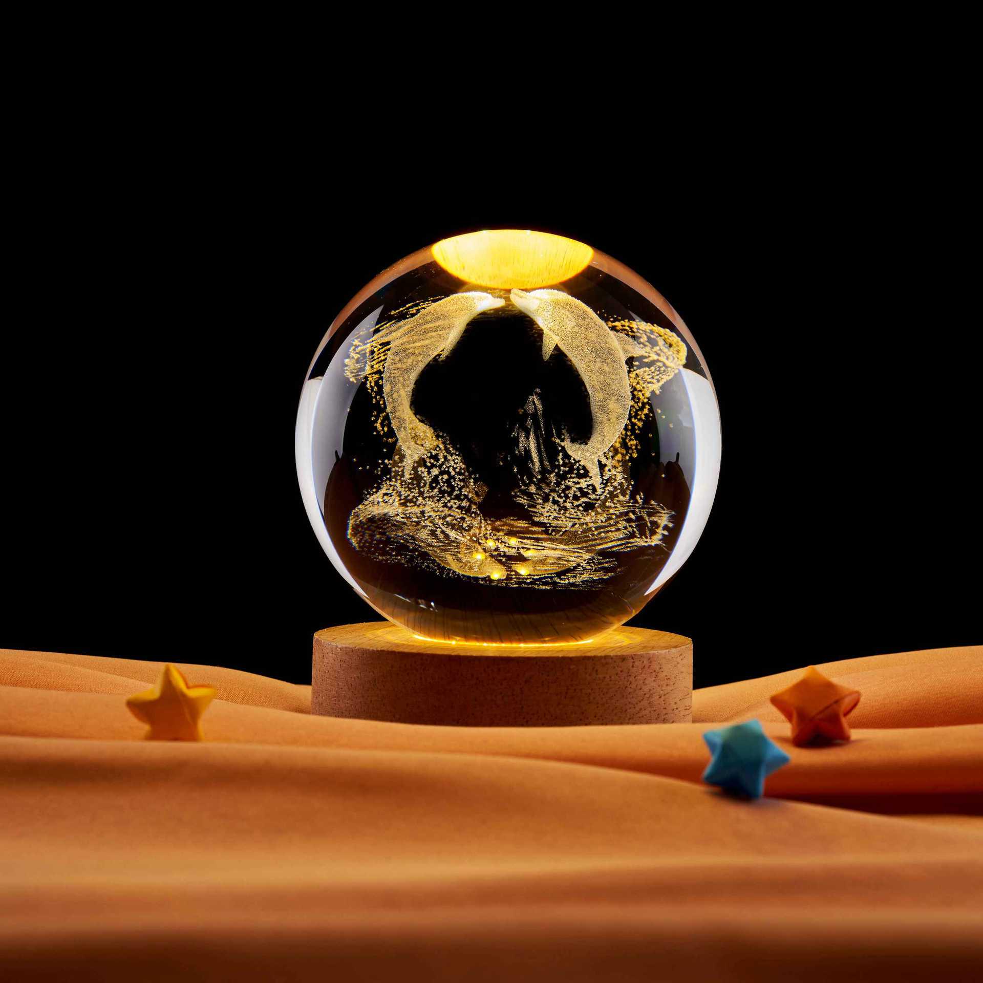 Dolphin 3D Crystal Ball Night Light with Music Box No specification