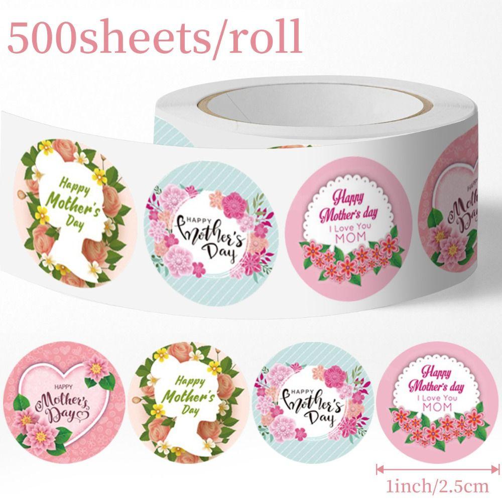 Adesivi PVC Festa della Mamma Garofano Adesivo Decorativo Rotolo Sigilli per Buste per Incartare Regali