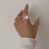 Chic S925 Pure Silver Adjustable Open Shell Ring For Women With Cow Style Print