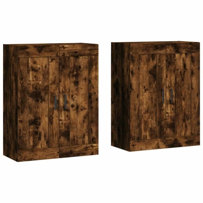 VidaXL Armoires murales 2 pcs chêne fumé bois d'ingénierie 3198030