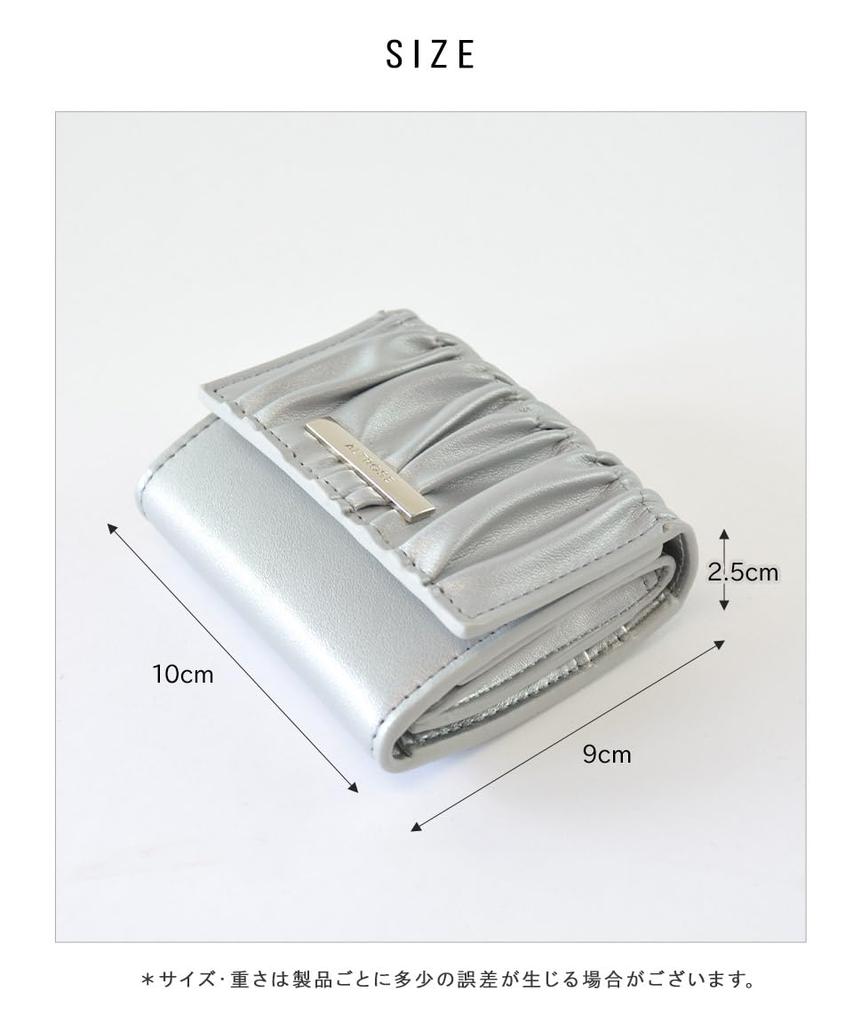 Altro Rose Gray Tri-fold Wallet for Women, Compact, Mini, Small, Slim, Foldable, Large Capacity, Coin Purse, Stylish, Gathered, Simple, One-Color