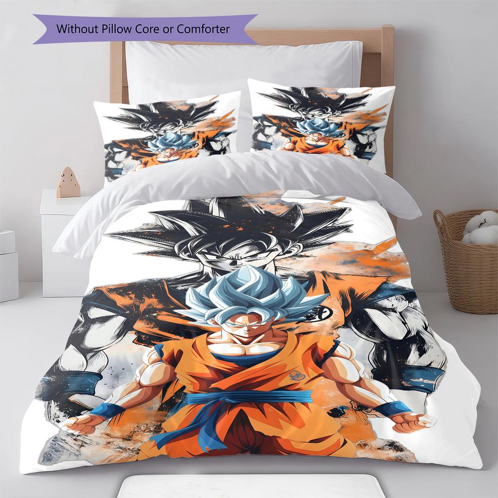 Biancheria da letto con motivo Son Goku, Set piumone Copripiumone Federa Regalo di compleanno per la casa (1 * copripiumino + 2 * federa, senza nucleo)