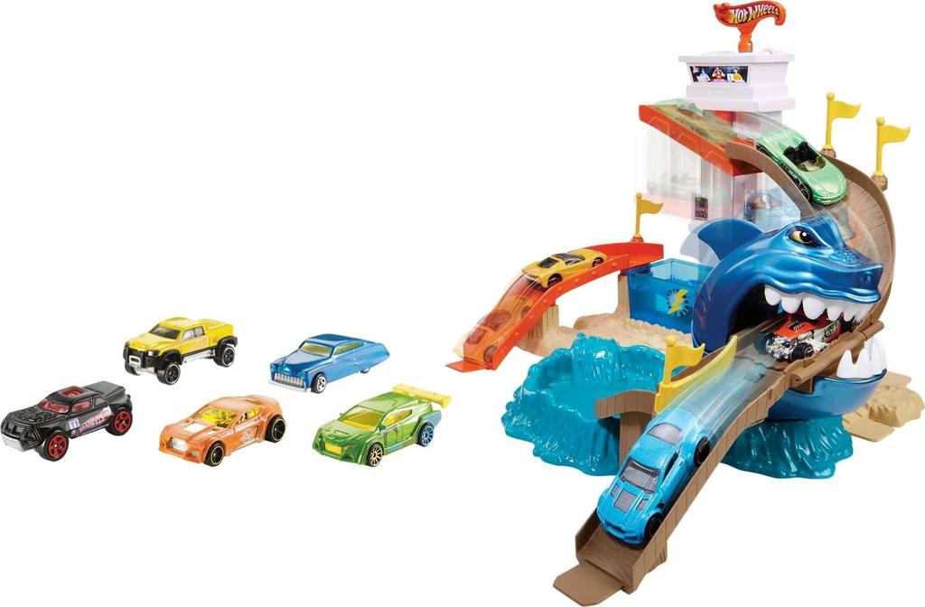 Hot Wheels Color Shifters Biting Shark Playset 1 Miniature BGK04 [Includes Car] [Ages 4+]