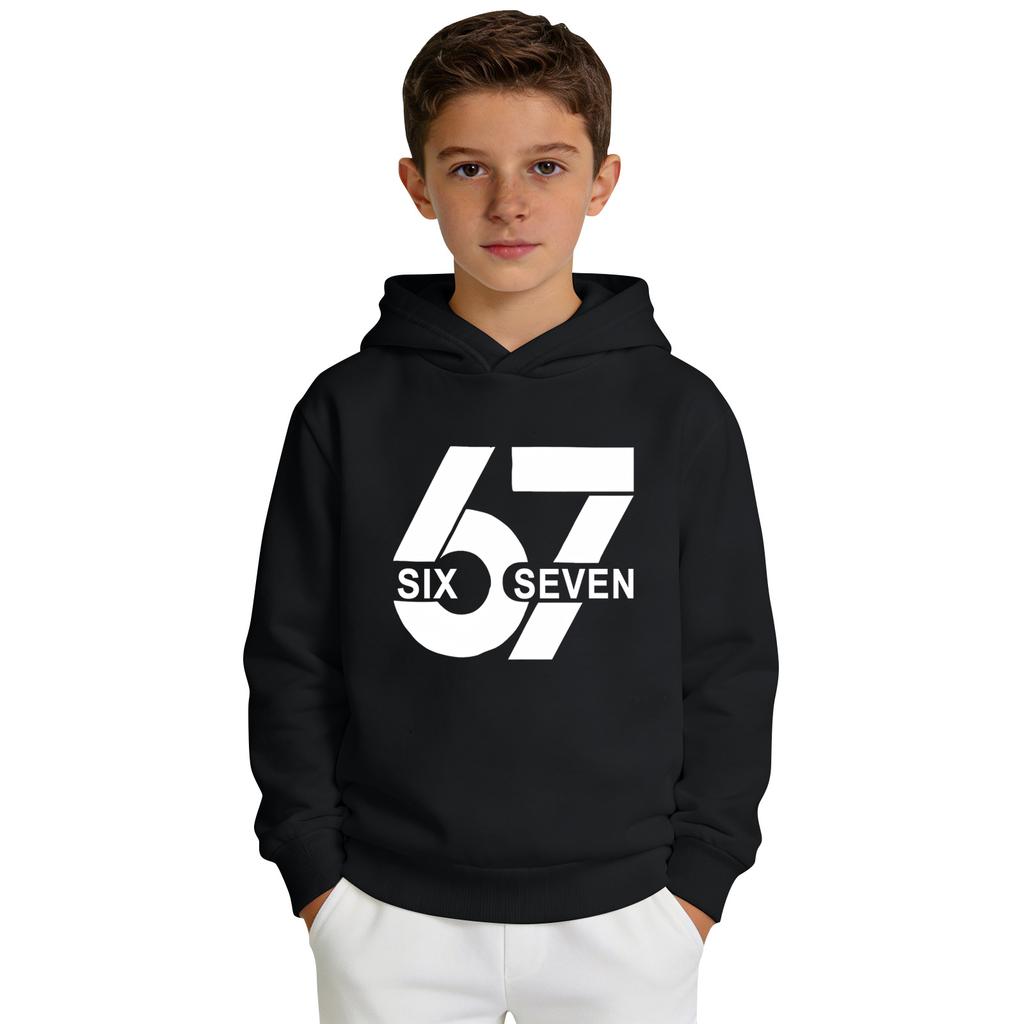 Guttegensert med trykk, hette og lange ermer, avslappet sportsgenser for komfort