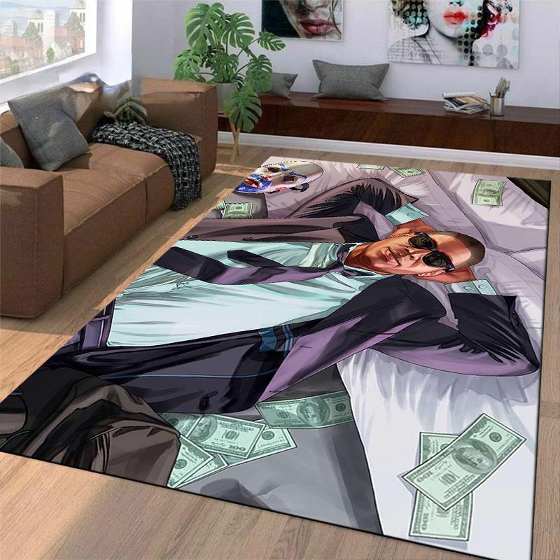 GTA Hacker Printed Flannel Carpet, Non-slip, Suitable for Bedroom, Living Room, and Children's Room Decoration