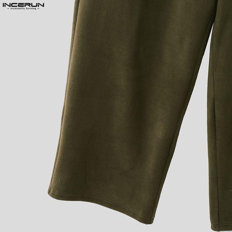 INCERUN Two Pieces Sets Winter Autumn Men Long Sleeve Furry Pullovers Long Pants Casual Outfits