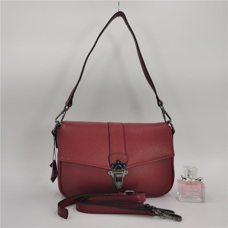 

First-layer Cowhide Genuine Leather Women s Bag Casual All-matching Commuting Hijab Single-shoulder Cross-slung Length 26 width 8 height 17CM вино красного