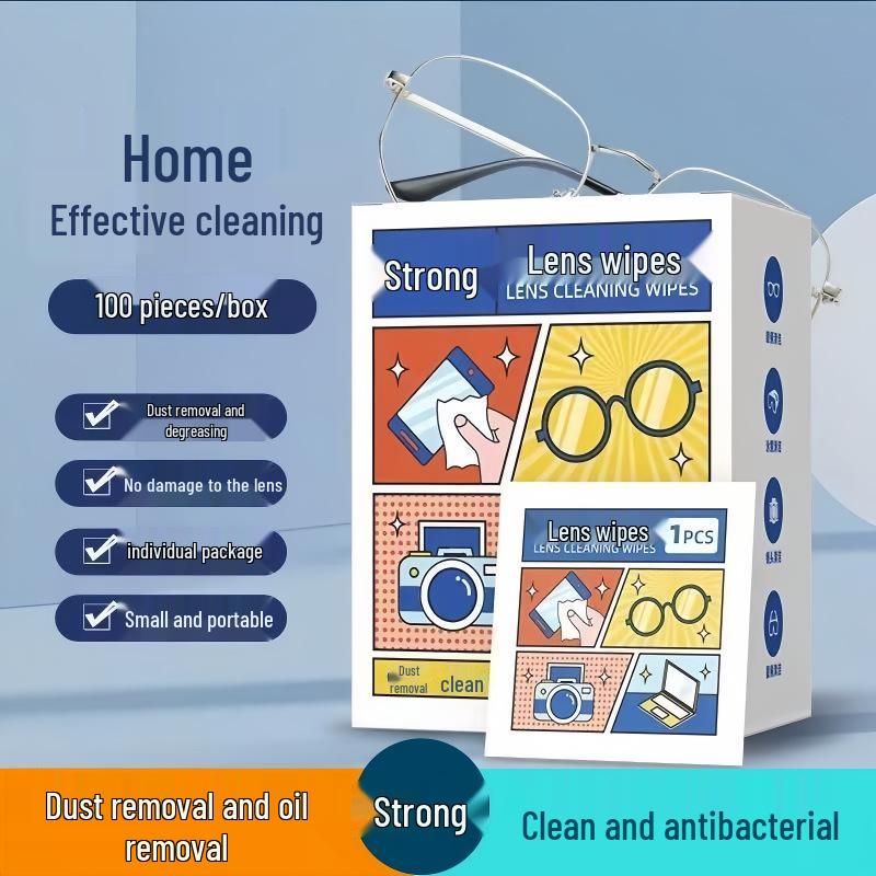 Glasses Lens Cleaning Wipes - Disinfect & Degrease Stain Removal
