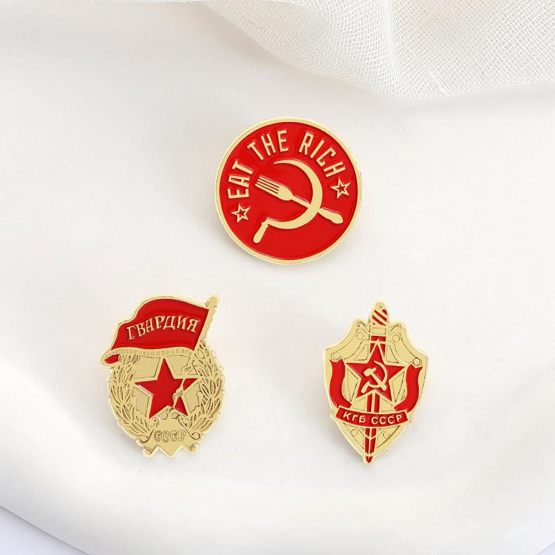 Unione Sovietica Creativa Bandiera Giorno della Vittoria Nastro di San Giorgio Spiga di Grano Spilla Distintivo Metallico Spille Metalliche Souvenir