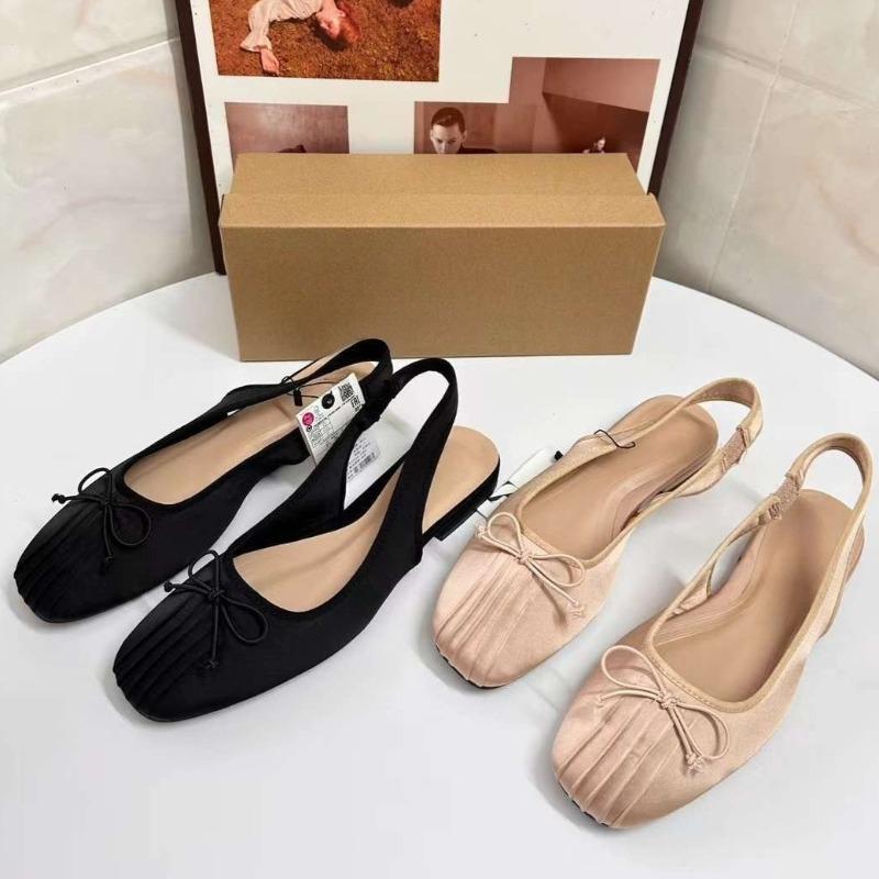 Mode Ballettstil Damen Flache Sandalen Sommer Marken Designer Süße Schmetterlingsknoten Slingbacks Draußen Tanz Mary Jane Schuhe für Dame