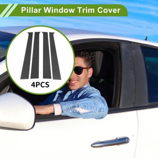 4 st stolpdekor för fönster till Dodge för Ram 2004-2008 Kolfiber Mönster Svart