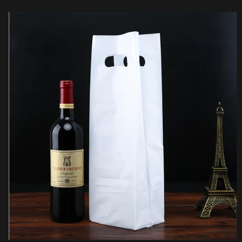 Plastic Handbag Single Double Wine Bottle Storage Sack Halloween Thanksgiving Wedding Gift Packaging Pouch Champagne Beverage Universal White Vest Bag