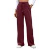 Fall Winter New Women's Solid Color High Waist Loose Straight Long Trousers With Pockets Elastic Waist Casual Pants For Crossborder Trade