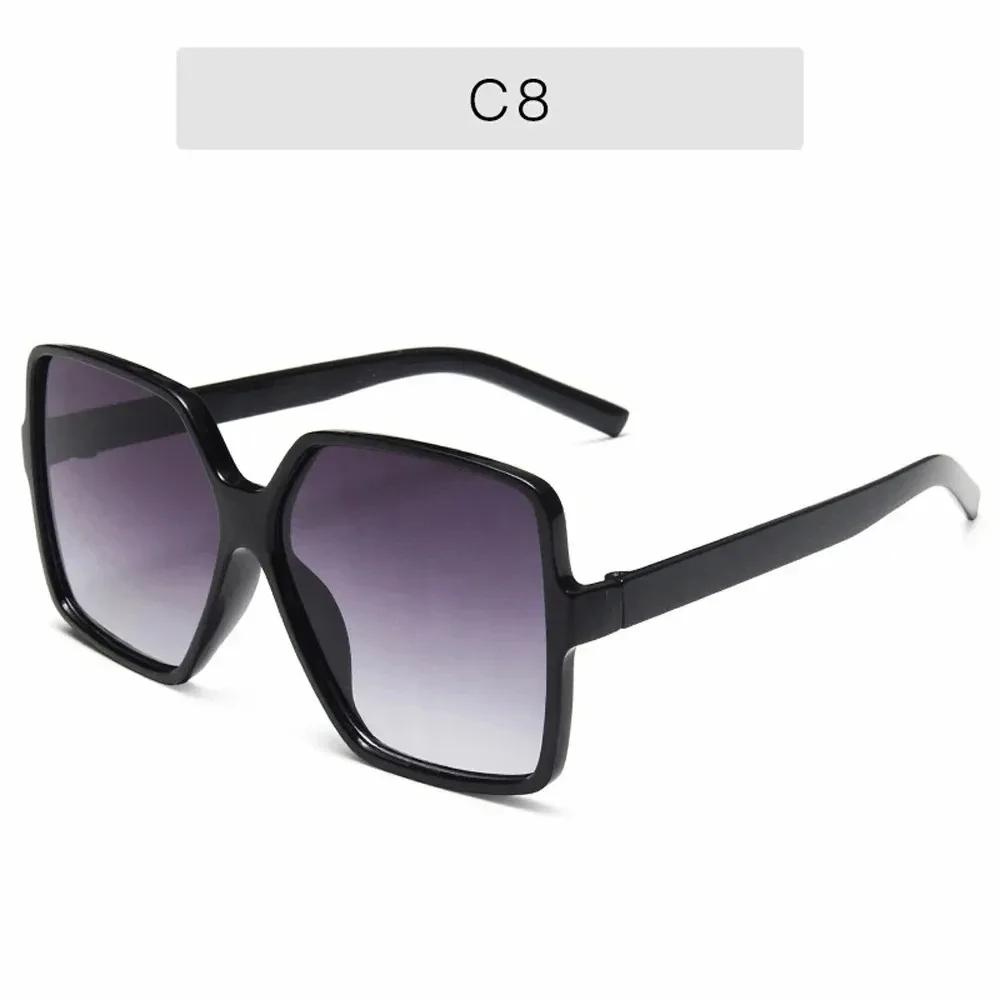 Lunettes de soleil carrées noires surdimensionnées pour femmes, grande monture colorée, miroir Oculos unisexe dégradé, nuances Hip Hop