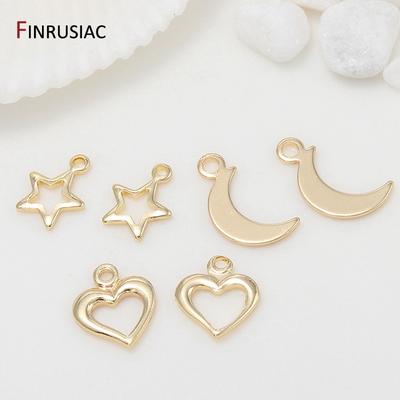 Gold Plated Small Mini Hollow Star/ Heart / Moon Charms For Jewelry Making DIY Bracelets Necklace Earrings