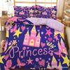 Kids Cartoon Duvet Cover Set Full/Queen Microfiber 3D Bedding Set Soft Pink Castle Princess Comforter Cover With Home Textile