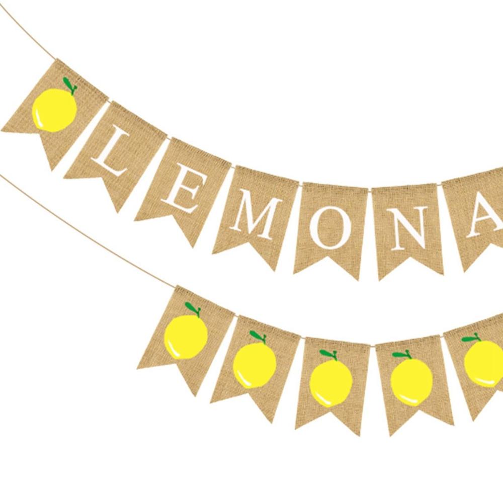 Baby Shower Backdrop Hanging Summer Lemon Bunting Garland Flag Layout Banner Party Decoration