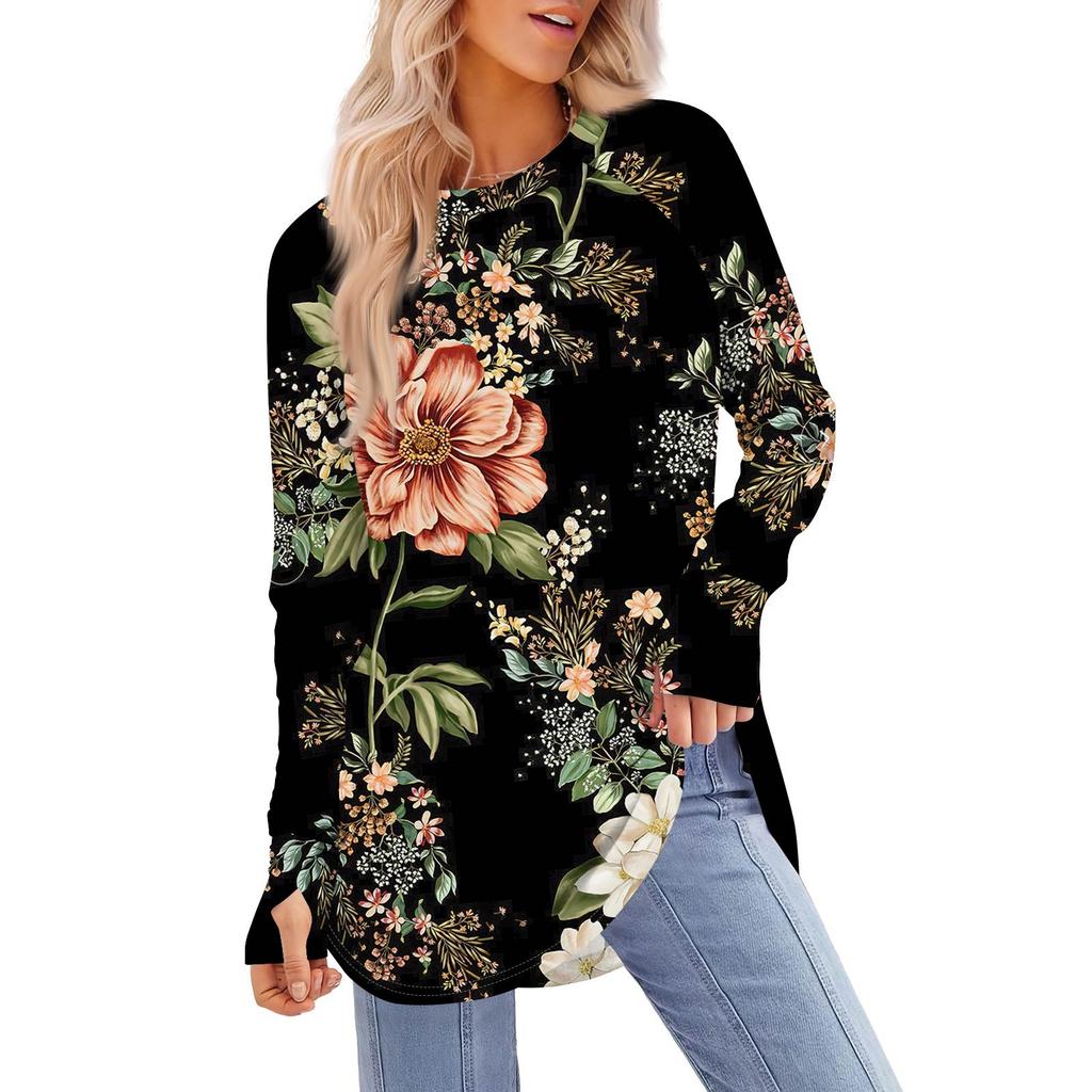 Womens Oversized Sweatshirt Graphic Sweater Long Sleeve Drop Shoulder Round Shirt Tops Vintage Clothes