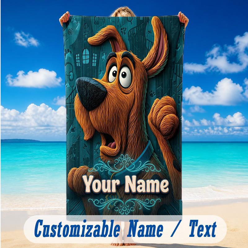 Beach Towel Custom Name Text, Quick Dry Large Towel For Beach HomeScooby-Doo