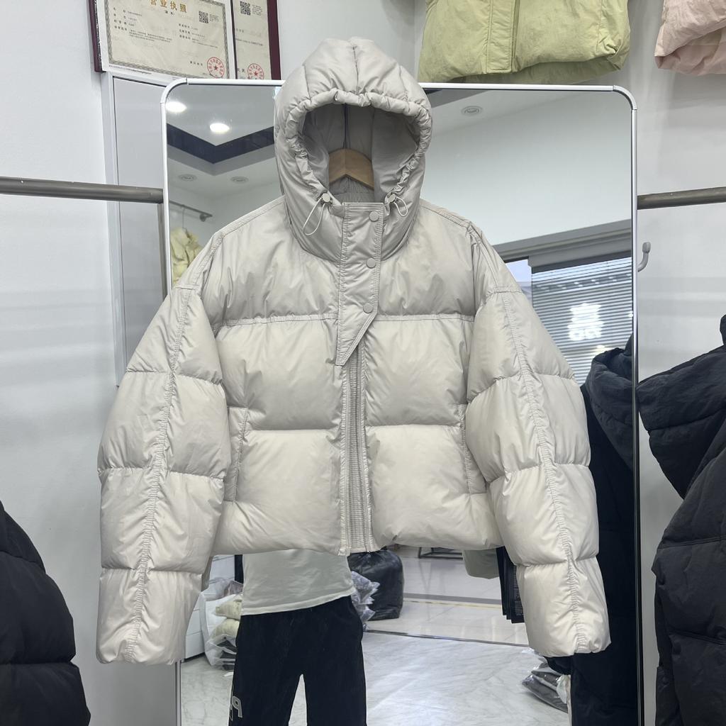 Winter new down jacket women's super short hooded bud puff bread jacket thickened white duck down European jacket
