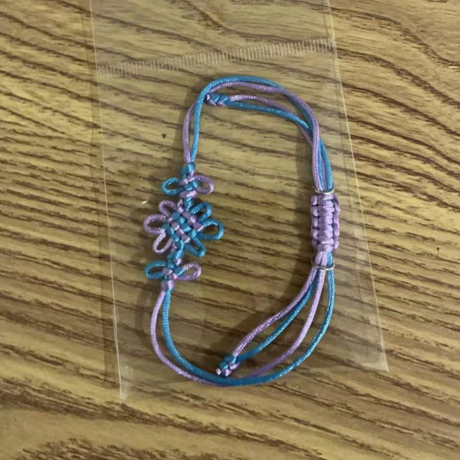 **Colorful Jade Thread Chinese Knot Bracelet - Blue/Purple**