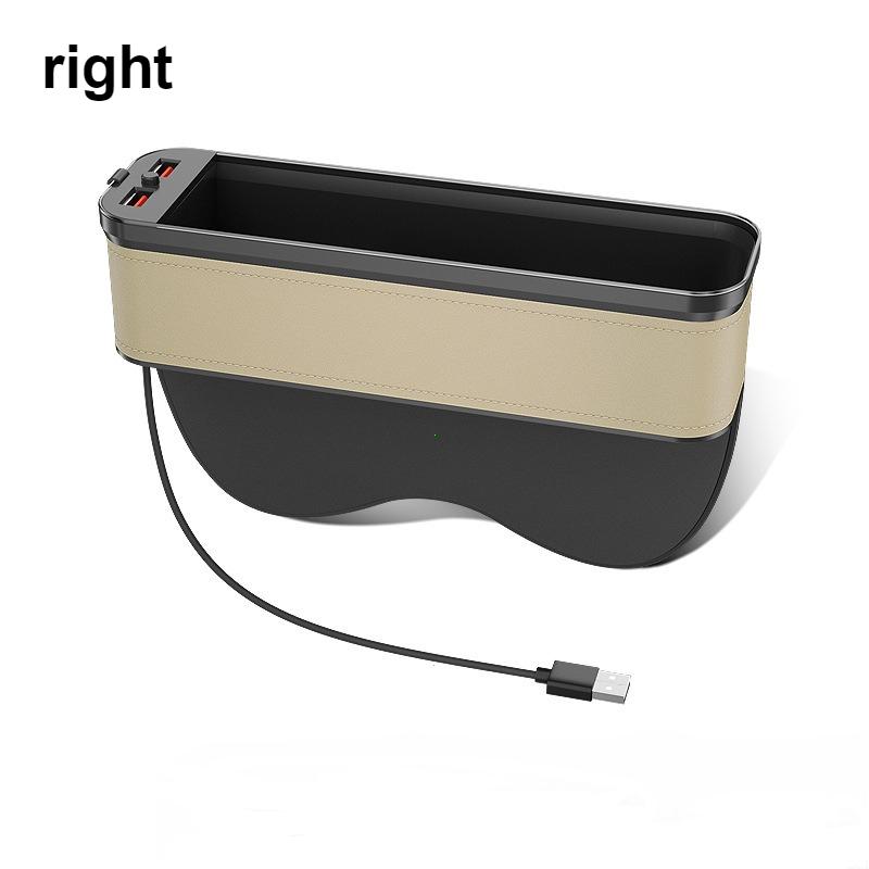 Car Colour Light Seat Gap Storage Box 2 USB Charging LED Car Crevice Storage Organizer Box Auto Interior Stowing Tidying