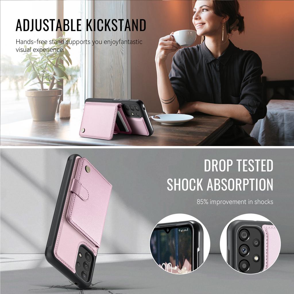 For Samsung Galaxy A52 5G/Galaxy A52s 5G/Galaxy A52 4G Case JEEHOOD J09 RFID Blocking Card Holder Leather Back Phone Cover Magnetic Case