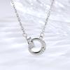 S925 Silver Interlocking Double Ring Necklace Paved Baguette & Round Cubic Zirconia Minimalist Two Circle Linked Pendant Dainty ChainWomenDailyJewelry