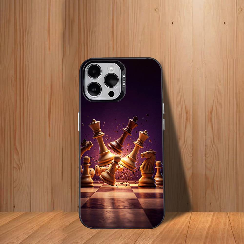 C-Chess Board-ES Phone Case For iPhone 17,16,15,14,13,12,11,Mini,Pro,SE,MAX White Matte Shockproof Cover