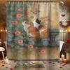 4pcs Floral Cat Spring 2D Flat Print Shower Curtain Set, Bathroom Decor Kit Includes Shower Curtain, Non-Slip Mat, Toilet Lid