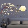 Background DIY Removable Yellow Flowers Chinese Style Brown Tree Mural Wall Art Wall Sticker Decals