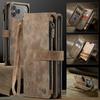 CaseMe-C30 Luksusowe Premium Etui Portfel ze Skóry PU Dla iPhone17 16 15 14 13 Pro Max Wielofunkcyjne Etui z Zamkiem Błyskawicznym na Karty Osłony Ochronne Skórki+Pasek
