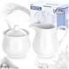 Sugar bowl and creamer, white porcelain, 3 pieces.